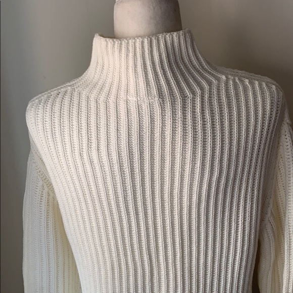 Gap off-white ribbed cotton mock neck sweater - Picture 7 of 10